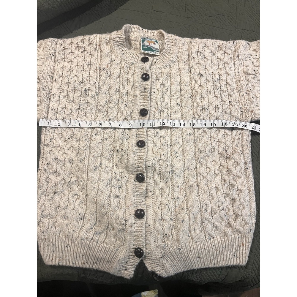Gaeltarra Women's 100% Wool Cable Knit Sweater‎ Cardigan Made In Ireland Vintage